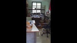 Wild leopard rampages through office in India
