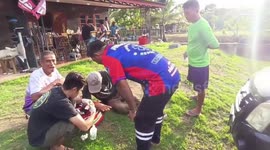 Local rescued after being bitten by python he was trying to catch