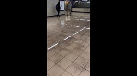 Flooded floors at Trône Metro Station, Brussels