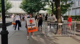 United States: Activists hold an action regarding climate crisis at Citi's headquarters in New York