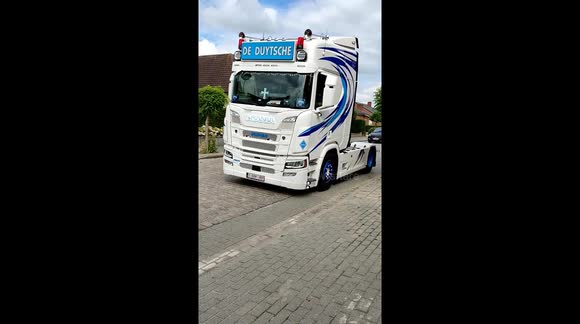 trucks honk in procession