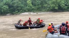 Rescue operations many missing in Chitwan after landslide sweeps two buses into river in Nepal
