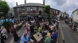 England football fans gather at village and town centre venues throughout the land, Central inn, Newquay, Cornwall,UK