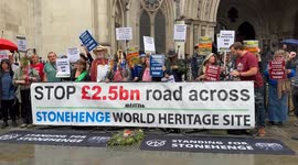 Protest against Stonehenge tunnel outside High Court