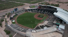 Aerial view of the current Yaquis stadium in Ciudad Obregón , LMP team Mexican Pacific League July 14, 2024. Cajeme in the Yaqui Valley region.