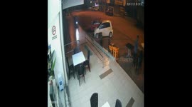 Motorbike mishap caught on store CCTV, Bandar Sri Sendayan, Malaysia