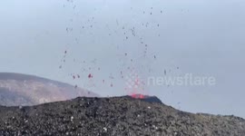 Eruption at Voragine Crater, Mt Etna, Sicily, Italy