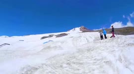 skier does double cork head drag at timberline
