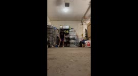 skater in garage get credit card'd