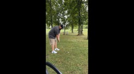 golfer hits a ball into tree that ricottas into his nuts