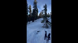skier goes huge and falls on head