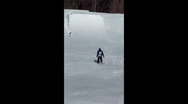 way to slow molly, skier goes slow off a jump