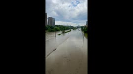 Toronto Don river flooding , and Don Valley Highway flooding . July 2024