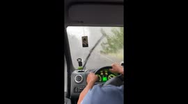 Trees fall on road during storm in Luninets District, Belarus