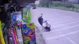 India: Couple on motorcycle flung into air by speeding car in western India