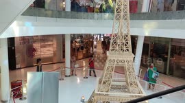 Eiffel Tower made of matches: the Guinness Book finally validates the record of Frenchman Richard Plaud, “very pleasantly surprised”; after a previous invalidation. Centre commercial Beaugrenelle Paris. 20 july 2024.