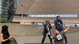 Protest against UK billionaire Len Blavatnik outside Tate Modern