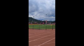 Staff members arrive by helicopter for final of Village Super League