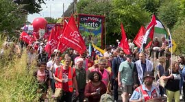 Tolpuddle Martyrs Trade Union Rally in Dorset. The birth of all Trade Unions are marked every year in this tiny rural village.