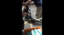 Hilarity ensues as girl's curiosity leads to her head getting stuck in a U-boat cart