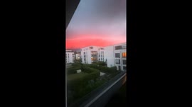 Thunderstorm in Germany captured with unusual red hue in Sky