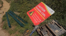 Council block path to popular Surfing beach, the safety of Boardmasters crowd paramount, Whipsiderry, Newquay, Cornwall, UK
