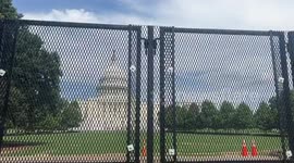 UK: The fencing that's gone up around the Capitol to protect war criminal netanyahu from the massive Day of Rage protest when he addresses Congress later today