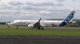 Newly certified Airbus A321XLR performs near vertical take-off at Farnborough airshow