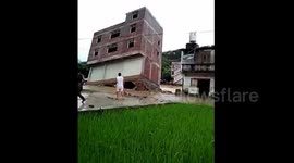 House collapses after being hit by floods
