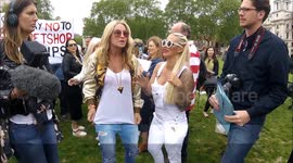 Jodie Marsh and Meg Matthews at the Puppy Farm Protest in Westminster