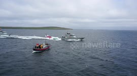 Jutland Battle 100 Year Anniversary Commemorations, Royal Family and German President view 21 Gun Salute by UK Navy and German Navy