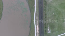 Drone footage of Paul D. Rushing Park near Houston, TX