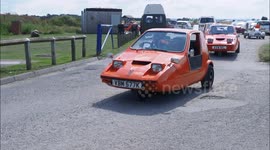 Twenty iconic Bond Bug cars meet up for rally in Kent, UK