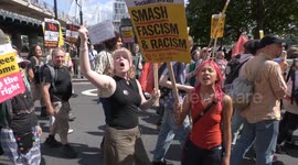 Counter=protesters stand up to Tommy Robinson's pro-Britain rally in London