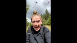 Unexpected swarm of flies turns a girl's walk into a buzzing nightmare