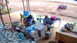 Heartstopping moment out-of-control minivan almost hits family on front porch