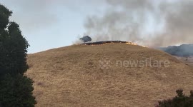 Fire on hill near Canyon Heights Drive, Fremont, California