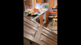 Children dropped the door in the kitchen in Moscow