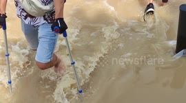 Flooding in Paris suburb, La Ferté-Gaucher, Seine-et-Marne Department; due to the Grand Morin river’s overflow.  2 aug 2024.