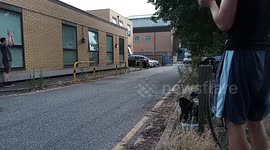 UK: One of the prison vans carrying protesters Just Stop Oil Paul, Theresa, Gay, Paul and George left Basildon Court