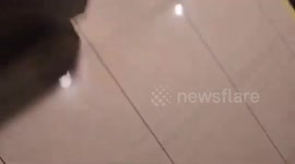 Strong winds blow debris at Arturo Merino Benitez Airport, Chile