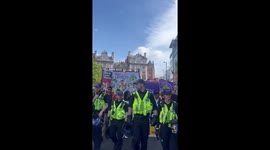 Antifascists march in Manchester