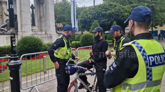 Man arrested for an 'offensive weapon' outside Bolton Town Hall, as enough is enough protest & counter protest takes place