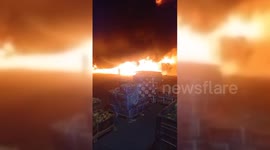 Palestine: The Nablus Central Food Market on fire after the Israeli forces threw burning tires inside