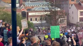 Clashes erupt between protesters and counter-protesters in Castle Park, Bristol, United Kingdom