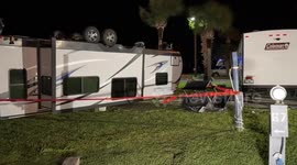 Hurricane Debbie Flips RV in Cocoa, FL