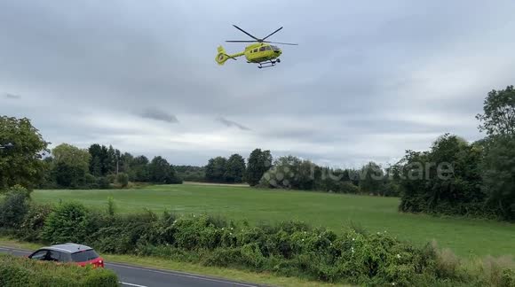 Air ambulance lands after car transporter crashes off road into trees in York