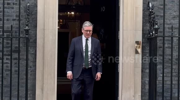 Keir Starmer welcomes Haitham bin Tariq to Downing Street amidst far right riots across the UK