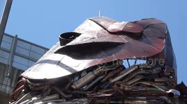 Unique fish statue made from the exhaust of 5058 racing motorcycles in indonesia