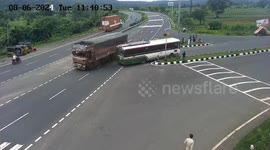 The lorry driver’s vigilance save the bus passengers life, a big accident was averted in Telangana. CCTV captured
